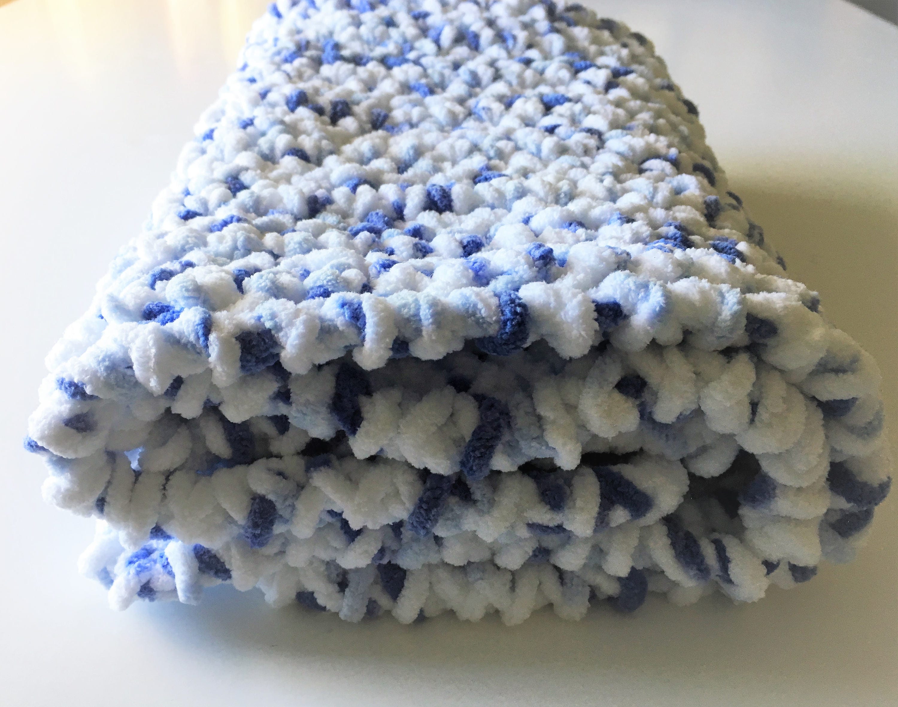 Blue Gray Baby Blanket Crochet Baby Blanket Blue Crochet Etsy