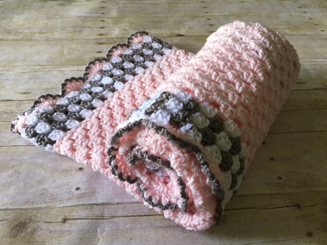 Pink Grey Baby Blanket Pink Baby Blanket Made to Order Etsy