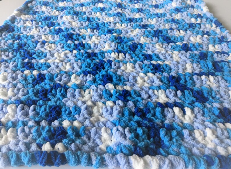 Blue Baby Blanket Crochet Baby Blanket Travel Blanket Etsy