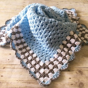 Blue Grey Baby Blanket, Crochet Baby Blanket, Blue Baby Blanket ...