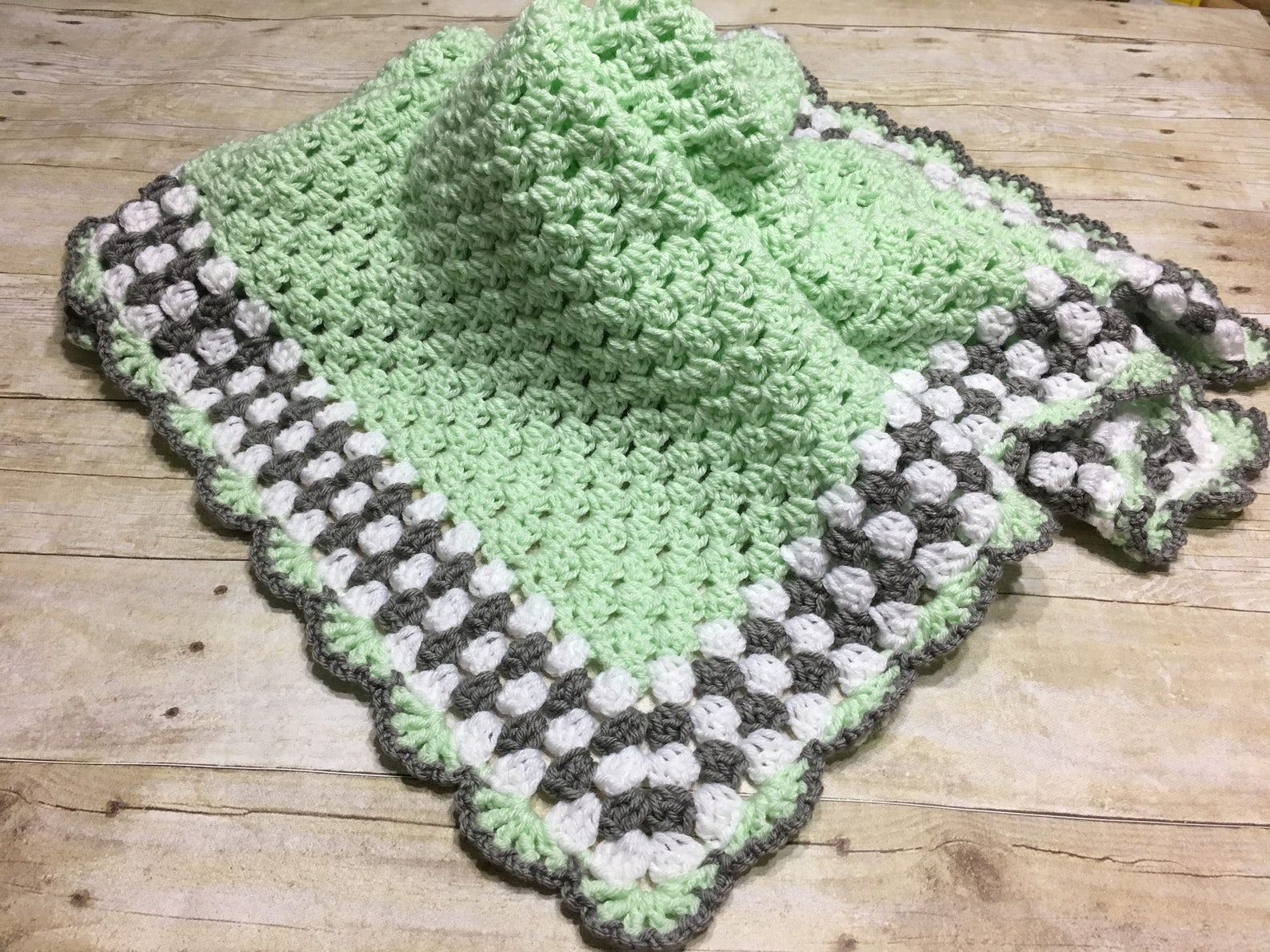 Blue Grey Baby Blanket Crochet Baby Blanket Blue Baby Etsy