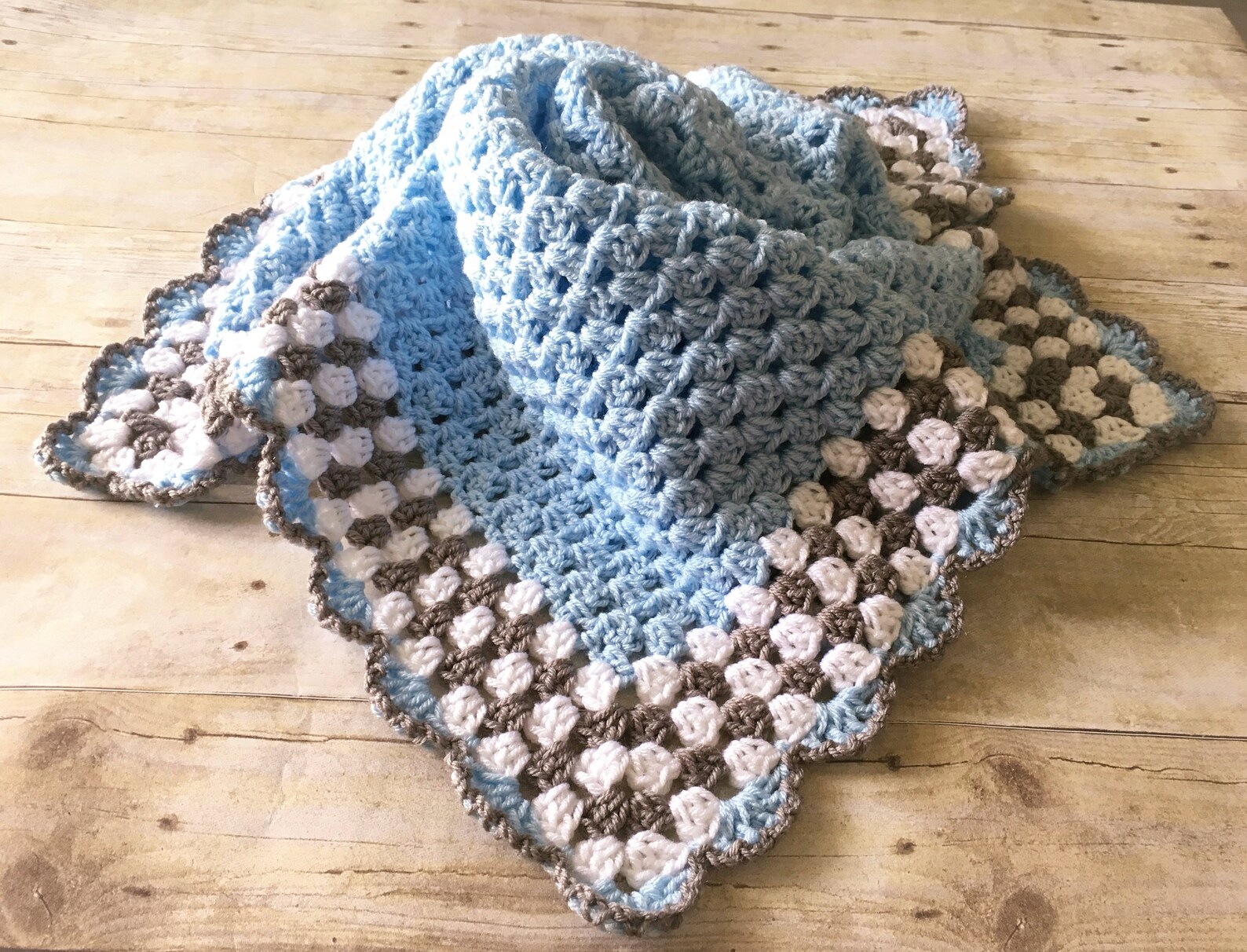 Blue Grey Baby Blanket Crochet Baby Blanket Blue Baby Etsy