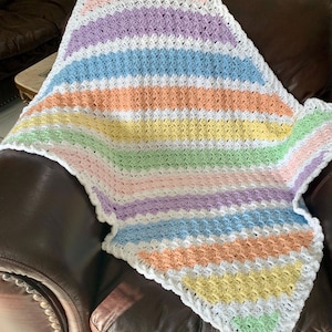 Pastels Baby Blanket, Crochet Baby Blanket, Baby Blanket, Striped Blanket, Baby Blanket Crochet Blanket, Baby Shower Gift, Gender Neutral