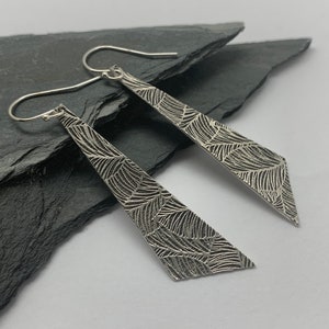 Modern Silver Triangle Leaf Earrings Geometric Diamond Deco Style  Earrings Sterling Silver Jewelry Gift for Her Contemporary Jewelry