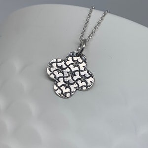 Tiny Modern Silver Clover  Necklace Silver Four Leaf Lucky Clover Pendant Necklace Gift for Her Handmade Layering Modern Bracelet Charm