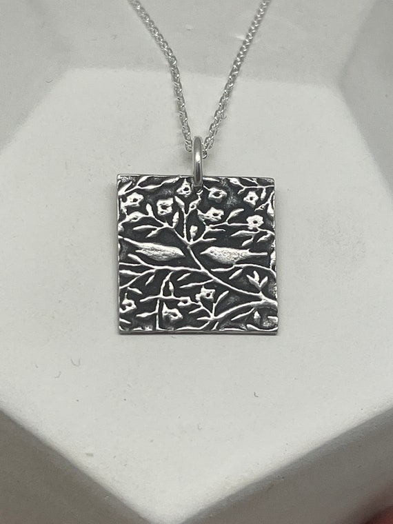 Silver Square with Tree Charm Silver Square with Tree Charm