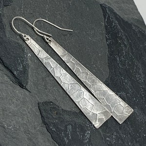 Modern Silver Long Triangle Bar Earrings Geometric Dangle Earrings Sterling Silver Jewelry Gift for Her Contemporary Jewelry