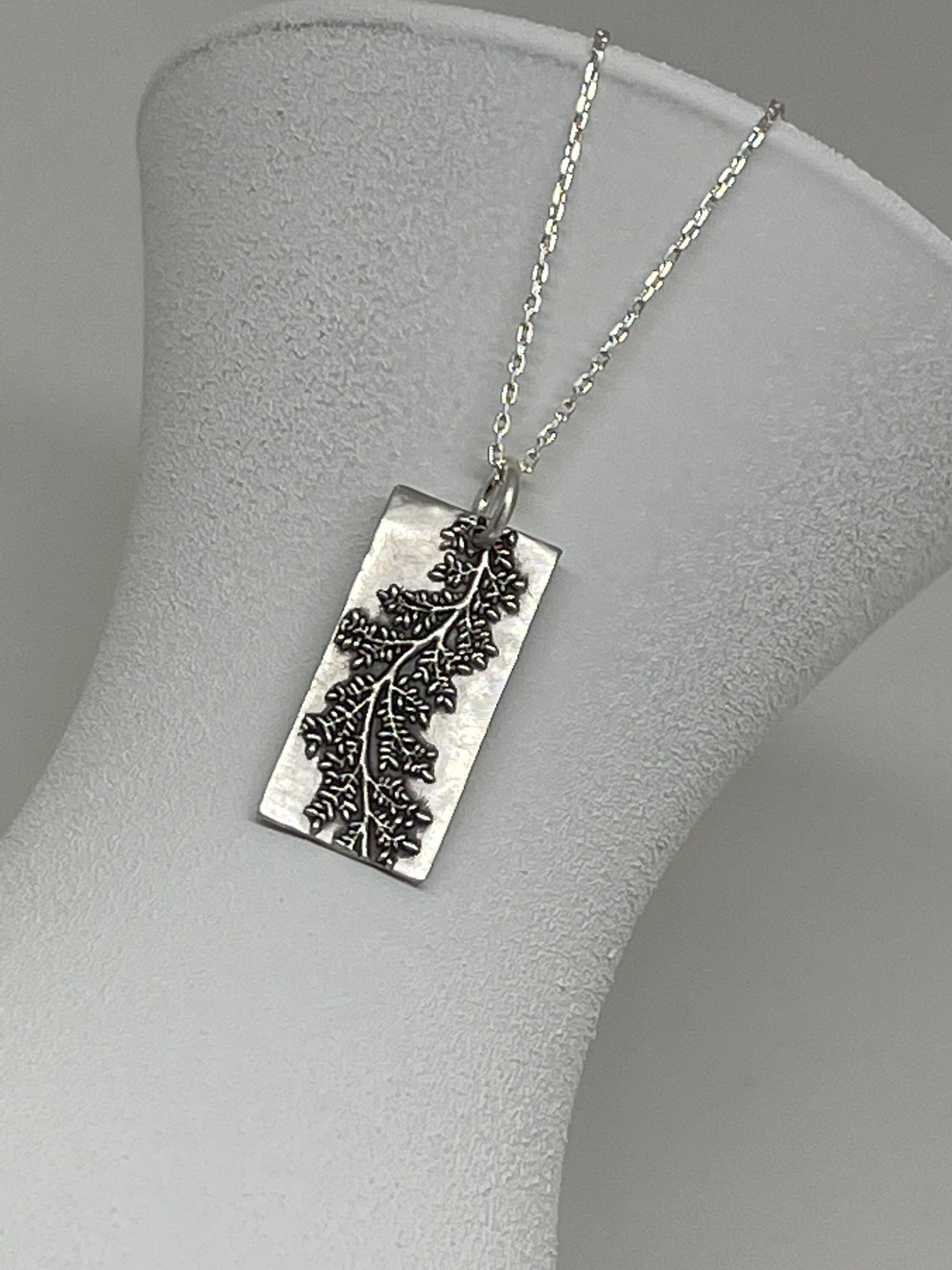 Small Silver Floral Leaf Bar Necklace Sterling Tree Branch - Etsy