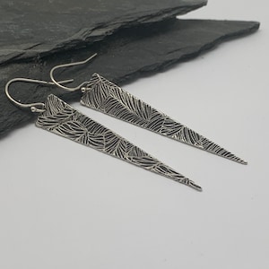 Modern Silver Rustic Triangle Earrings Geometric Diamond Deco Style  Earrings Sterling Silver Jewelry Gift for Her Contemporary Jewelry