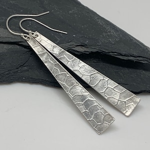 Modern Silver Long Triangle Bar Earrings Geometric Dangle Earrings Sterling Silver Jewelry Gift for Her Contemporary Jewelry
