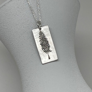 Small Tree of Life Bar Necklace • Sterling Silver Evergreen Tree Necklace • Pine Tree Pendant • Vertical Bar Necklace • Modern Tree Charm