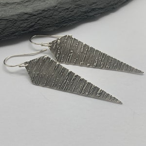 Modern Silver Rustic Triangle Earrings Geometric Diamond Deco Style  Earrings Sterling Silver Jewelry Gift for Her Contemporary Jewelry