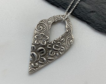 Silver Leaf Necklace Silver Flower Jewelry Sterling Silver Charm Necklace Holiday Gift for Her Handmade Silver Necklace Silver Rose Necklace