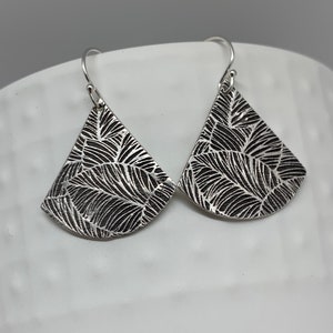Modern Silver Triangle Earrings Geometric Diamond Deco Style Earrings Sterling Silver Leaf Jewelry Gift for Her Contemporary Jewelry