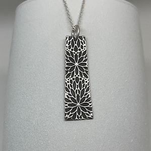 Silber Flower Burst Halskette • Vertikale Bar Halskette • Art Deco Sterling Silber Schmuck • Floral Layering Halskette • Moderne Boho Halskette