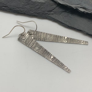 Modern Silver Long Triangle  Bar Earrings Geometric Diamond Deco Style  Earrings Sterling Silver Jewelry Gift for Her Contemporary Jewelry