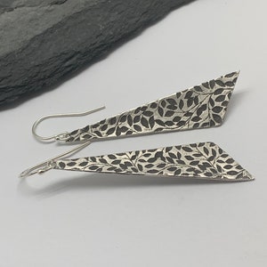 Modern Silver Triangle Leaf Earrings Geometric Diamond Deco Style  Earrings Sterling Silver Jewelry Gift for Her Contemporary Jewelry