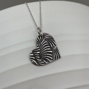 Silver Heart Floral Necklace Flower Jewelry Sterling Silver Heart Necklace Gift for Her Layering Necklace Bohemian Necklace
