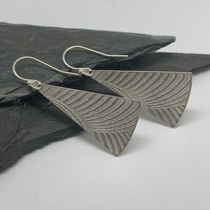 Modern Silver Rustic Triangle Earrings Geometric Diamond Deco Style  Earrings Sterling Silver Jewelry Gift for Her Contemporary Jewelry