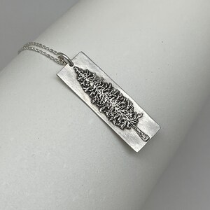 Tree of Life Bar Necklace • Sterling Silver Evergreen Tree Necklace • Embossed Pine Tree Pendant • Whispering Pines Collection • Modern Tree