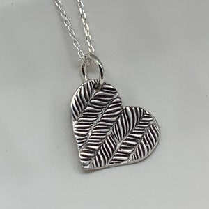 Lovely Small Feather Heart Silver Necklace Silver Heart Pendant Necklace Silver Handmade Layering Necklace Boho Jewelry Bracelet Charm