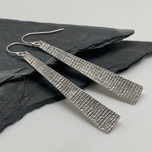 Modern Silver Long Triangle  Bar Earrings Geometric Diamond Deco Style  Earrings Sterling Silver Jewelry Gift for Her Contemporary Jewelry