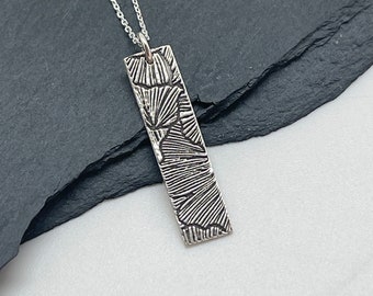 Collier rectangle de feuille de ginkgo en argent • Petit pendentif floral en argent sterling • Collier de fleurs à couches Boho • Bijoux modernes en arbre naturel