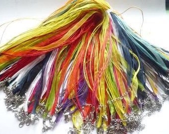 Halsbänder Halsketten, Organza, bunt gemischt (ab 0,60 Euro/Stück)