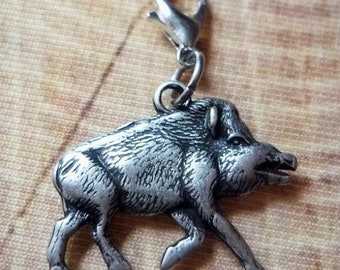 Trachtenanhänger Wildschwein, antik-silberfarben, 3 cm