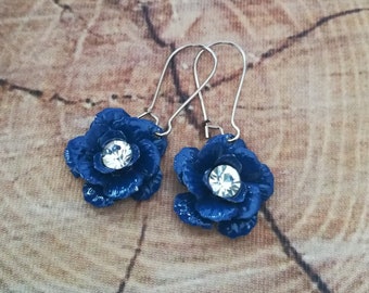 dekorative Ohrhänger "Blumen" in blau