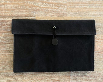 Vegan All Waxed Canvas Black Tool Rollup | Toolkit | Tool Case, Gift for Knitting, Sewing, Pottery | Guy Gift | Pen Pencil Case | Canvas Bag