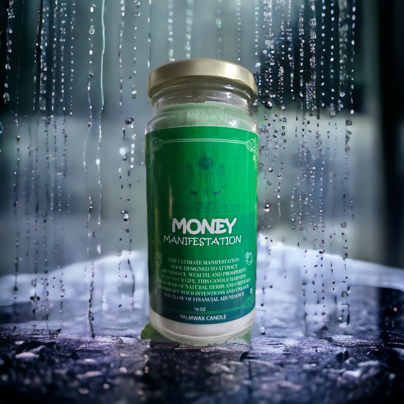 Money Manifestation Masterpiece - A Luxurious Palm Wax Candle Infused with Herbs and Crystals, Scented with the Aroma of Prosperity, Money. image 8