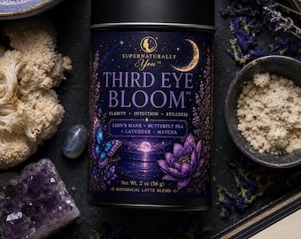 Third Eye Bloom | Supernaturally You | Blue Lotus Lions Mane Matcha | Focus Intuition | Botanical Latte | Spiritual Wellness Tea