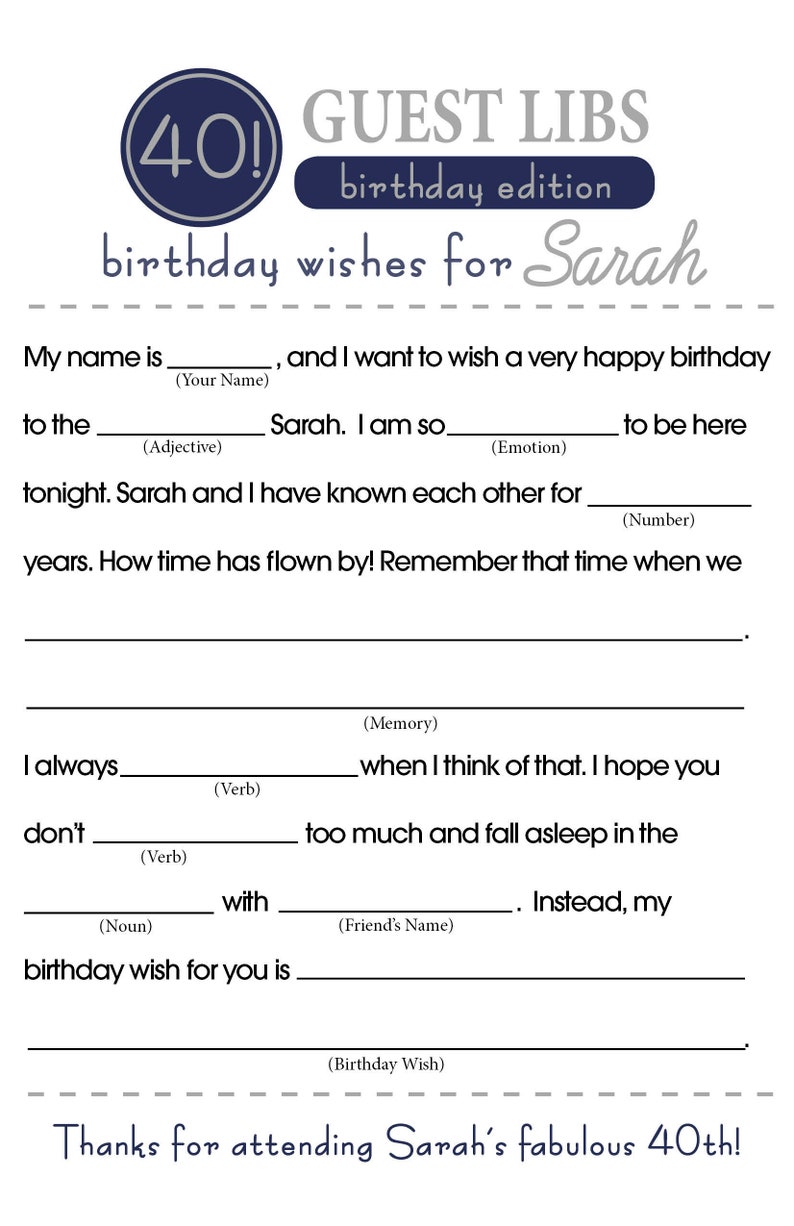 Birthday Mad Libs | Etsy