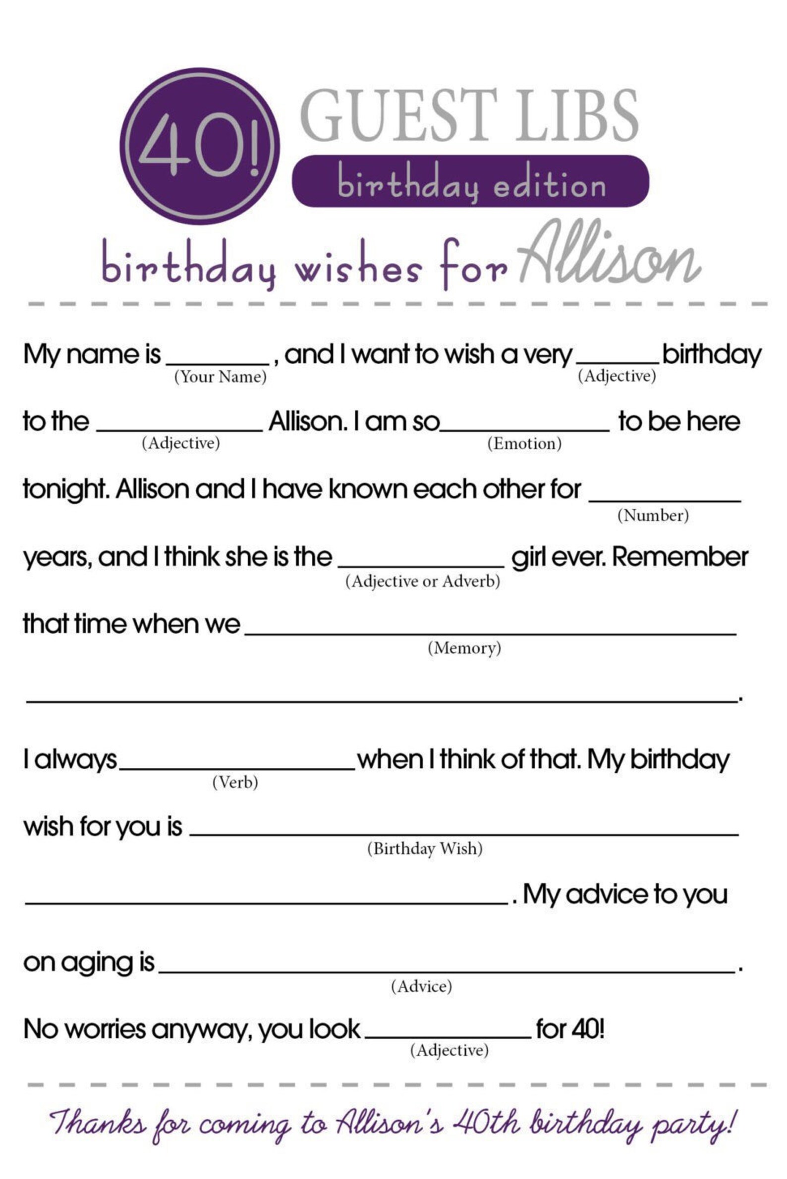 Birthday Mad Libs | Etsy