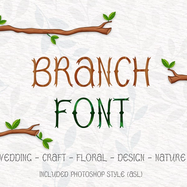 Tree Branch Font | Wood Font | Driftwood Font | Pinewood Font | Alpha Wood Font  | Best Fonts for Wood Signs | TTF font - OTF Font