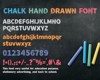 Chalk Hand Drawn Font | Chalk Digital font | Handwriting font | Blackboard font | Color font  | School font | TTF font | OTF Font