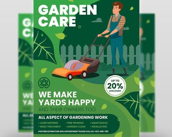 Garden Services Flyer Template | Lawn and Garden Services Flyer Template | PSD Format | Cleaning Services Poster