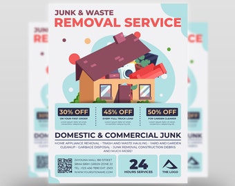 Junk Removal Services Flyer Template | Canva Template | Flyer Editable| Photoshop Template | Cleaning Flyer | Instant Download Active