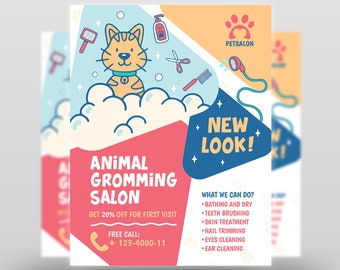 Pet Grooming Salon Flyer Template | Animal Salon Flyer Template | PSD Format