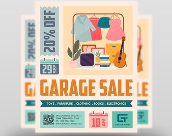 Garage Sales Flyer Template | Yard Sales Flyer Template | Flea Market Flyer Template | PSD Format