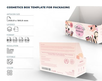 Cosmetics Box Template for Packaging | Gift Box Template for Packaging | Makeup Box Template for Packaging | Ai PDF EPS Formats