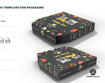 Pizza Box Template for Packaging | Fast Food Box Template for Packaging | Meal Box Template for Packaging | Ai PDF EPS Formats
