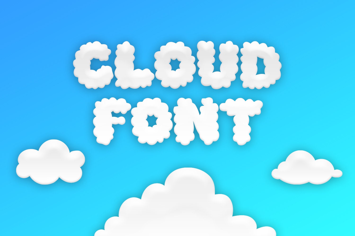 PUFFY Alphabet Stencil 1 Inch Clouds Rounded Ends Font Set Letters