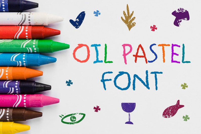 Crayon Letters Font Crayon Digital font Oil Font Pastel Font Kids font School font Color font TTF font OTF Font image 1