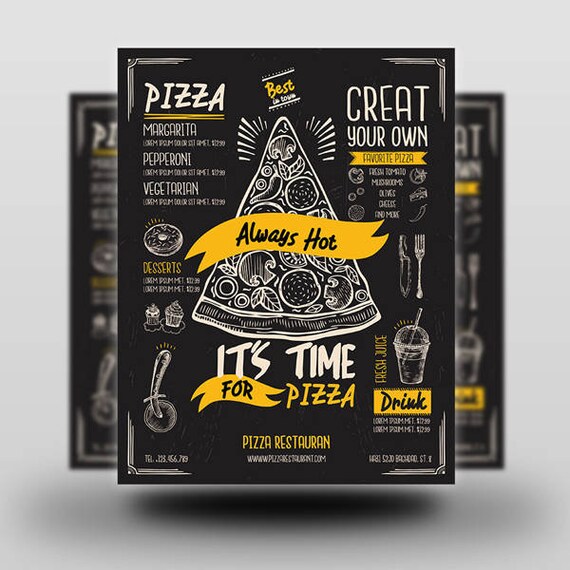 Bedruckbarer Pizza Flyer Pizza Poster Vorlage Flyer Vorlage Etsy
