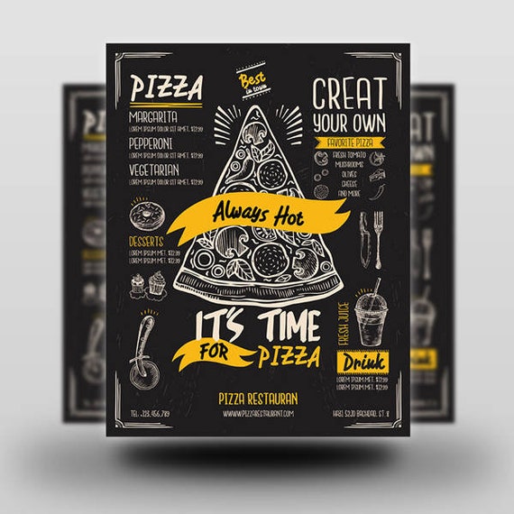 Printable Pizza Flyer Pizza Poster Template Flyer Template Etsy