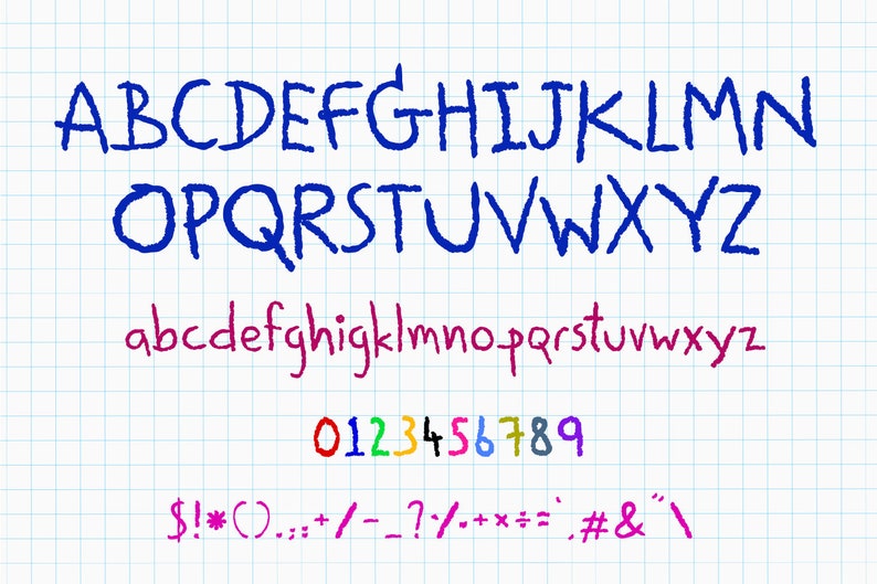 Crayon Letters Font Crayon Digital font Oil Font Pastel Font Kids font School font Color font TTF font OTF Font image 5