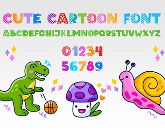 Cute Cartoon Fonts | Funny Digital font | Cute font | Cartoon font | Color font  | Kids font | TTF font | OTF Font