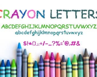 Crayon Letters Font | Crayon Digital font | Kids font | School font | Color font  | Crayola Crayon font | TTF font | OTF Font